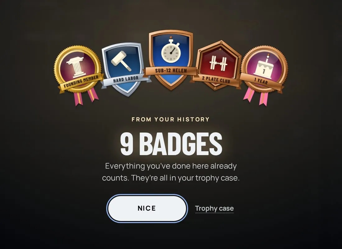 Nine badges from your history